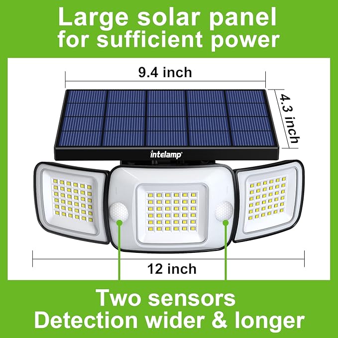 intelamp Solar Outdoor Lights, 6000mAh Motion Sensor