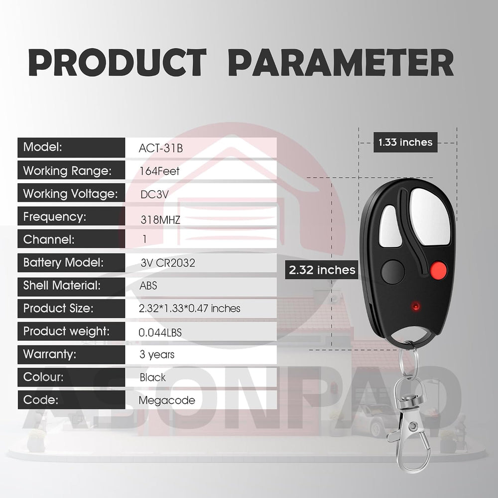 2-Pack ACT-34B Linear Garage Door Opener Remote