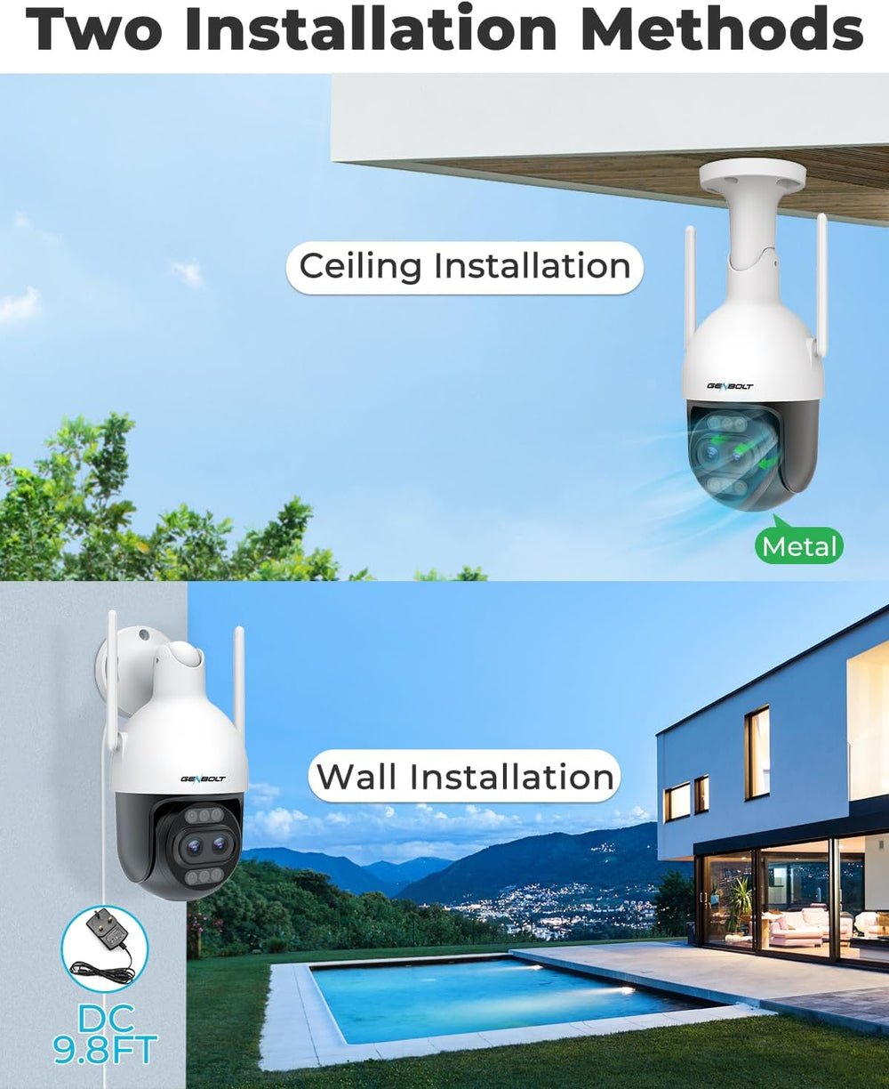 GENBOLT 4K WiFi Security Camera Outdoor Wired,8MP CCTV IP Camera with POE
