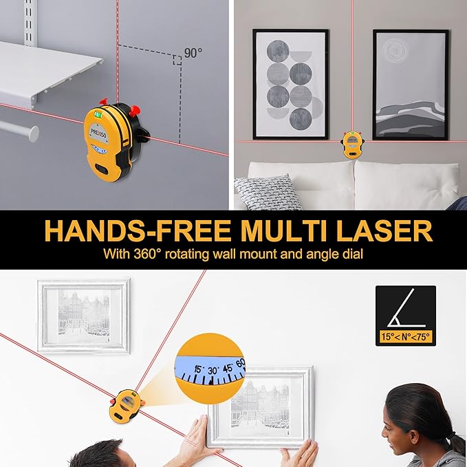 PREXISO Multi Surface Laser Level LED Light Vial, 30Ft Horizontal & Vertical