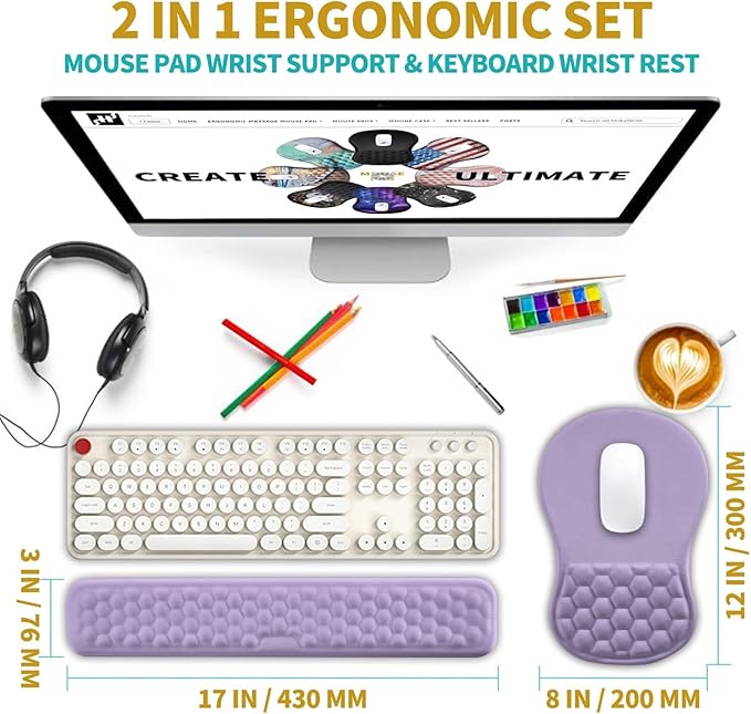 Hokafenle 2 in 1 Ergonomic Mouse Pad Wrist Support & Wrist Rest
