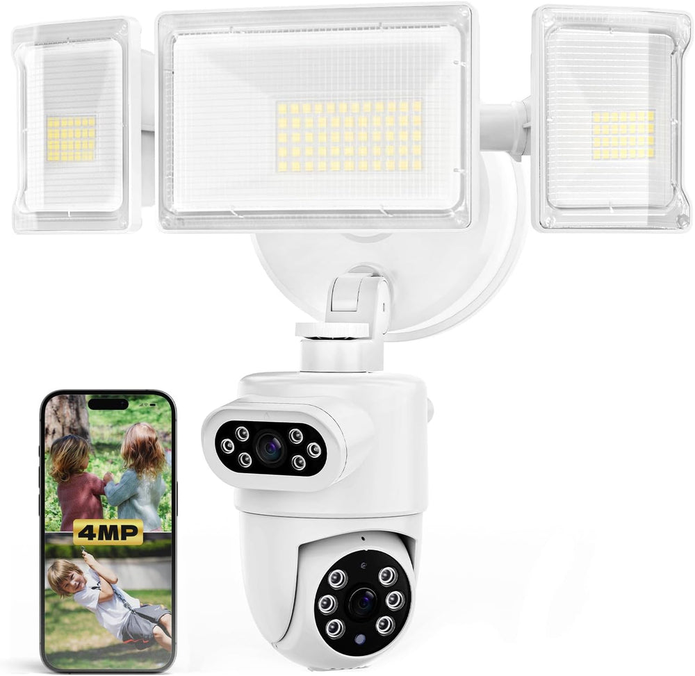 Olafus 360° Dual-Lens Floodlight Camera, Auto Tracking – 2K, 5500LM