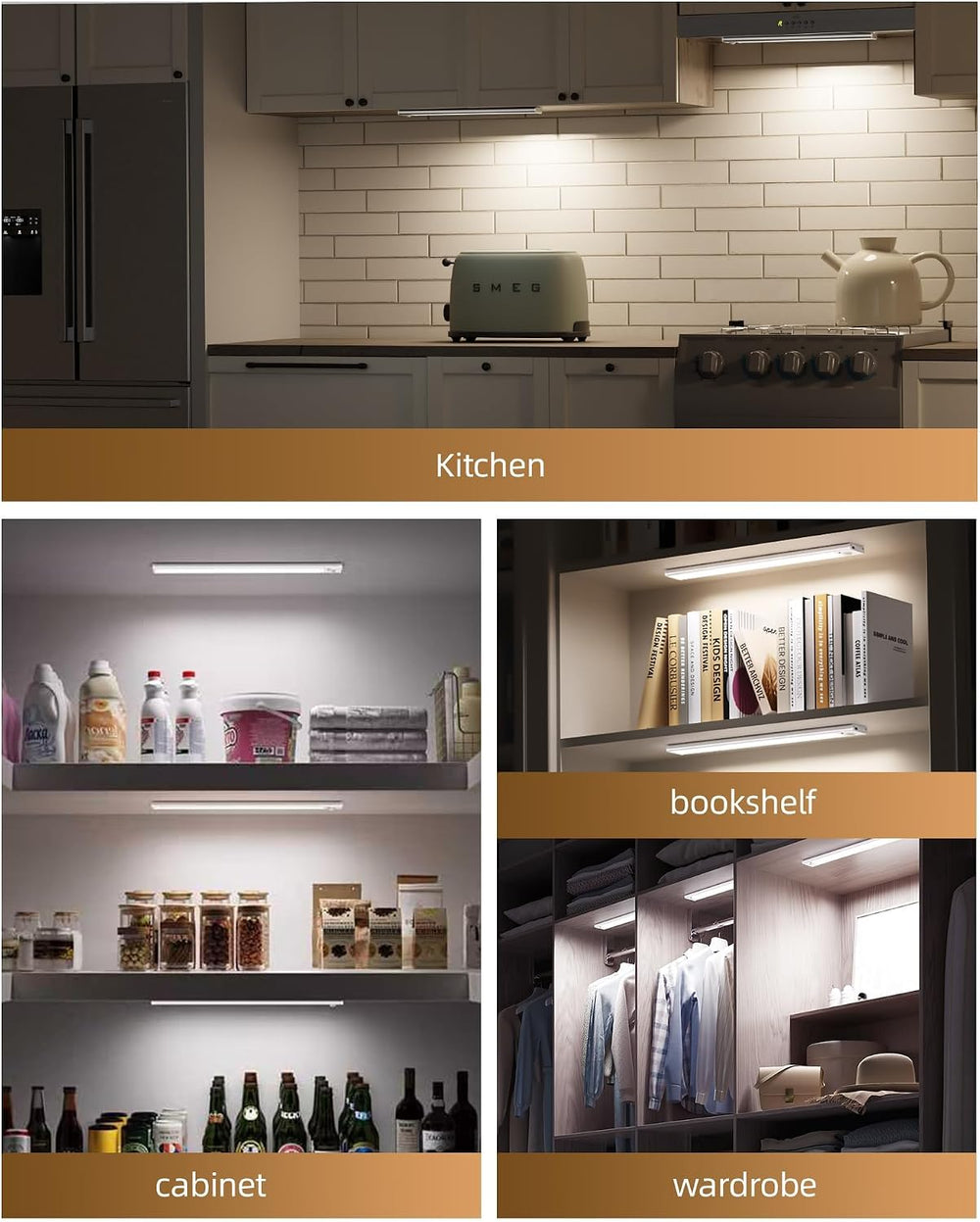 12inch Under Cabinet Lighting with Remote, 2400mAh Rechargeable Motion Sensor...