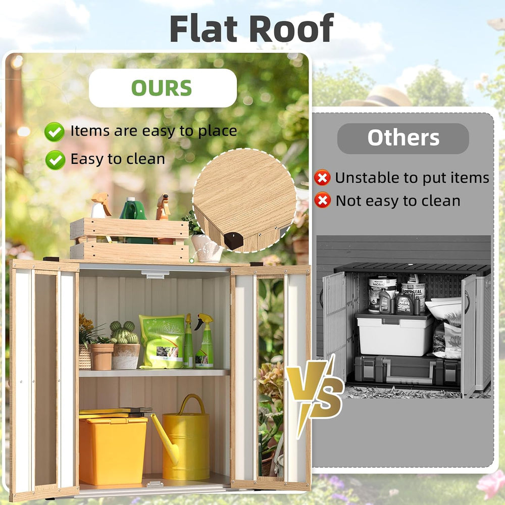 AECOJOY Outdoor Storage Cabinet Waterproof with Floor & Adjustable Shelves