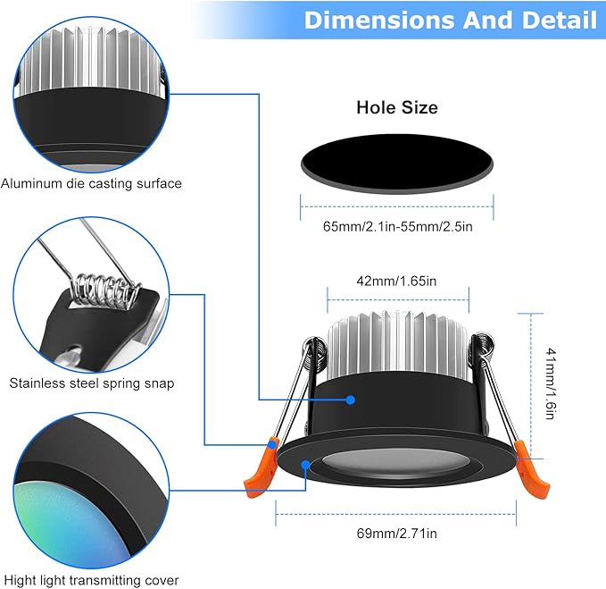 LightingWill 2 Inch Recessed Lighting, Smart WiFi LED Downlight, 5W LED Ceili...