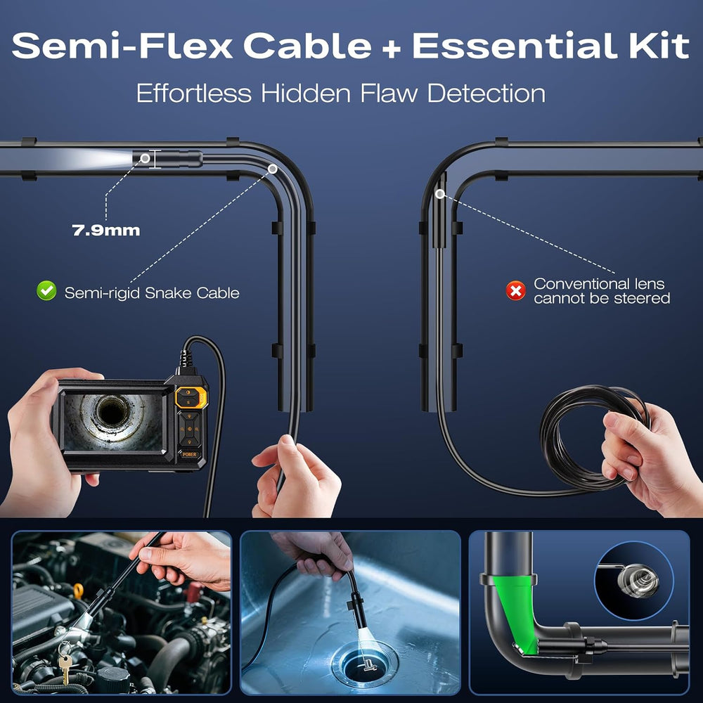 Endoscope Camera with Light, 1920P HD Borescope, 4.3" IPS Inspection Camera