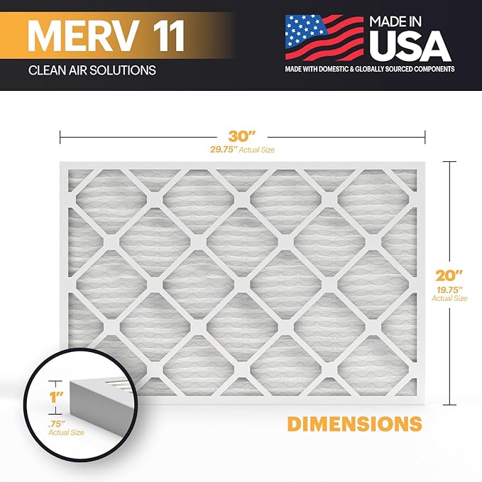 BNX TruFilter 20x30x1 Air Filter MERV 11 (4-Pack)