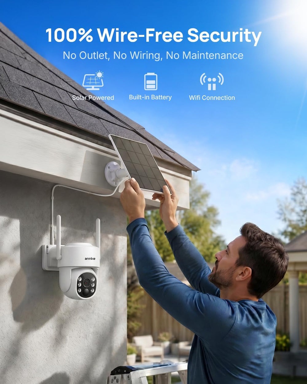 ANNKE 4MP Solar Security Cameras Wireless Outdoor, 2 Pack, Human Detection