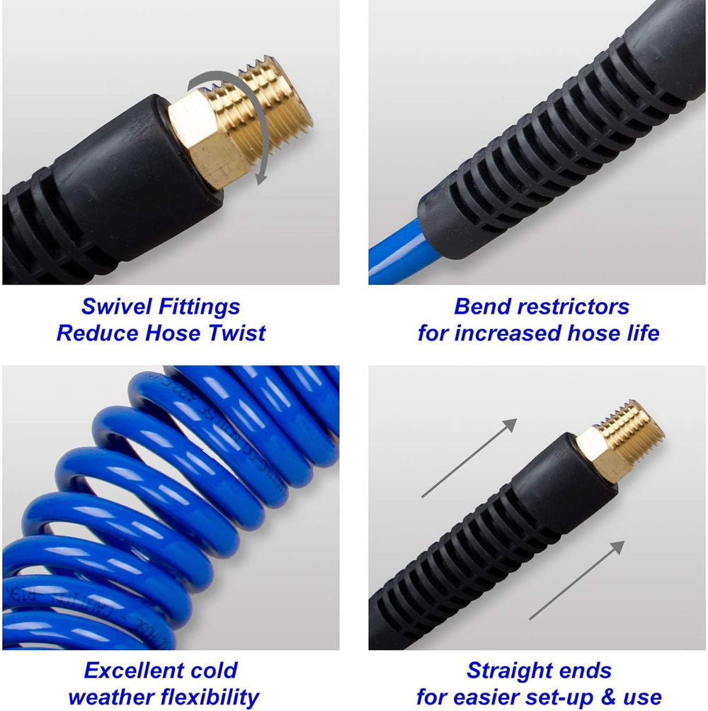 18 Pieces Air Compressor Accessories Kit with Recoil Poly Air Hose