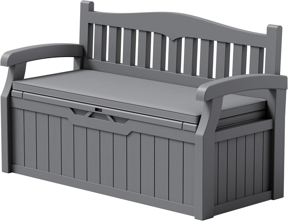 Devoko 80 Gallon Storage Bench with Cushion, Deck Box Waterproof&Lockable