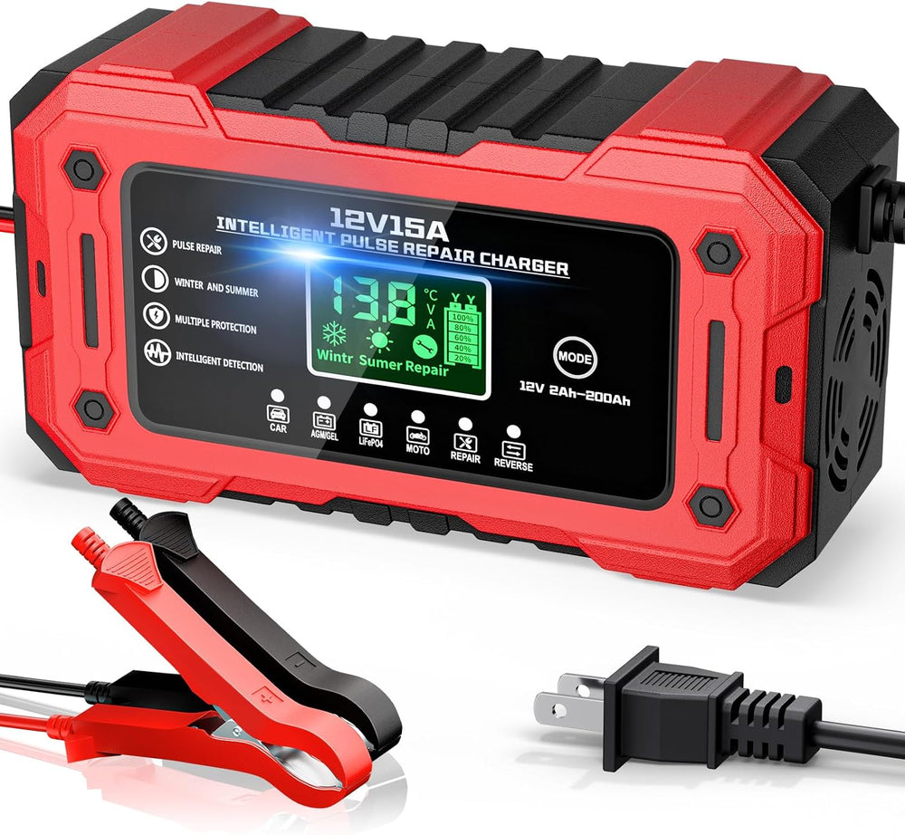 Car Battery Charger 12V 15A Smart Trickle Charger Fully Automatic