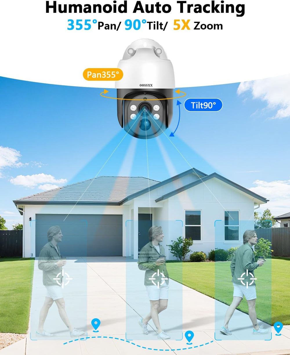 4K POE Wired Home Security Camera System Outdoor, Auto Tracking