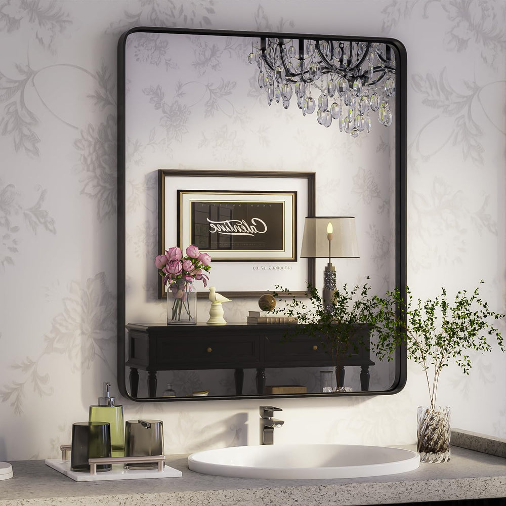 ISKM Black Framed Mirror for Wall 24"x 32", Bathroom Vanity Mirror ...