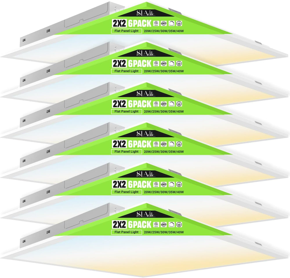 6Pack 2x2 LED Light Flat Panel, 40/35/30/25/20W, 5 Color Temps