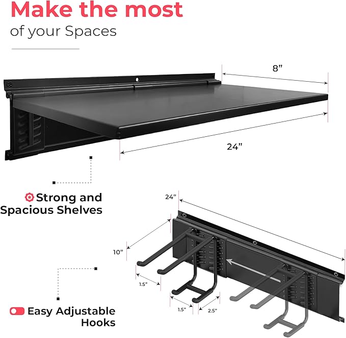 TIDYME Heavy-Duty Garage Wall Storage System | Wall Mounted Tool Organizer Rack