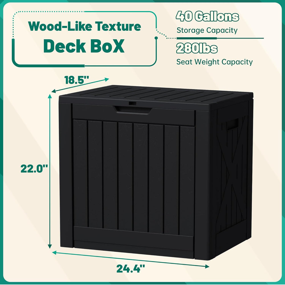 Devoko 40 Gallon Deck Box Lockable Outdoor Storage Box Waterproof for Patio