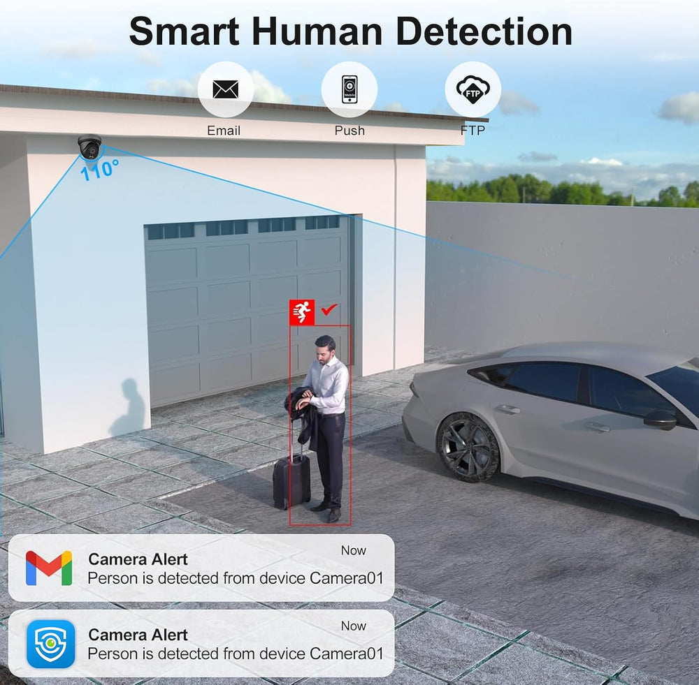 UNILOOK 4MP PoE Camera, Turret Security PoE IP Camera Outdoor Indoor Wired