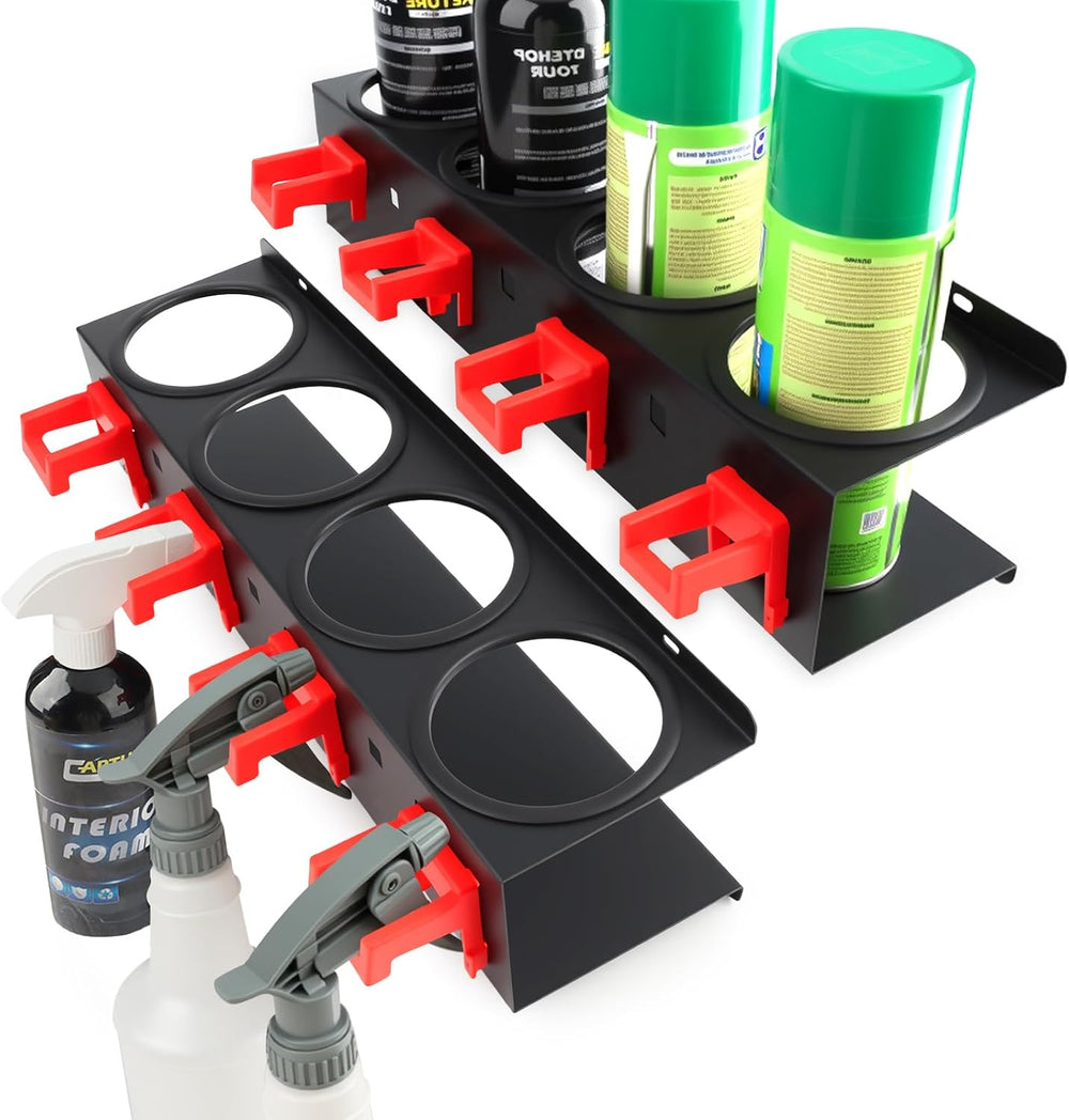Spray Bottle Holder, 2 Pack Wall Mount Car Detailing Can Holder Spray Rack