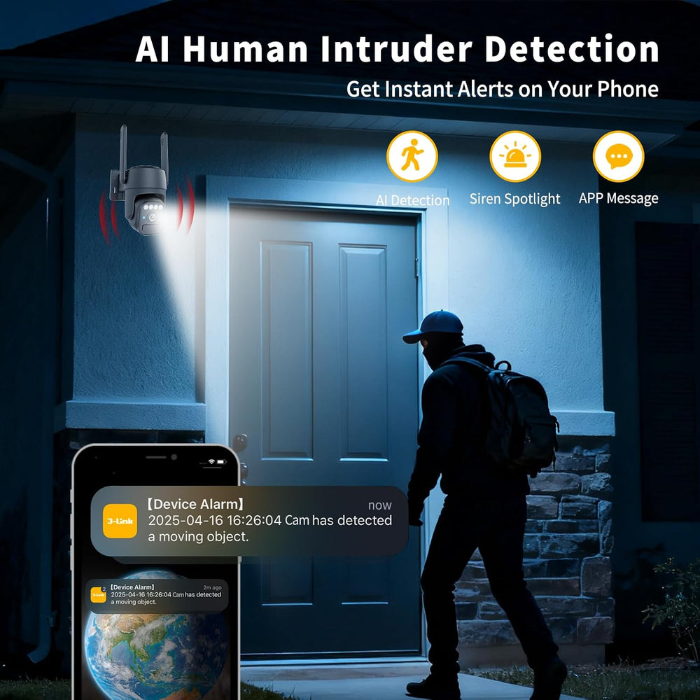 WY-LINK 360° Solar Security Cameras Wireless Outdoor WiFi for Home 2 Packs