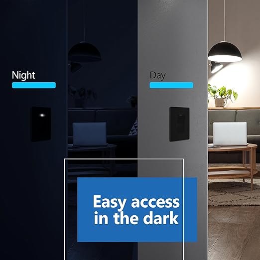 LIDER Minimalist Design Matte Finish Lighted Decorator Switch, Frameless Padd...