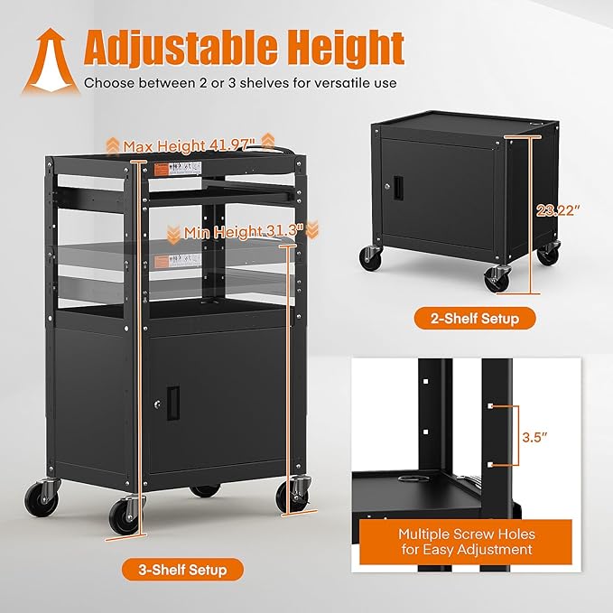 Steel Large AV Cart with Extra Storage