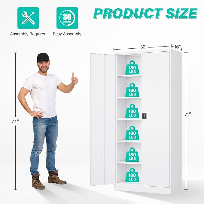 SISESOL White Metal Storage Cabinet