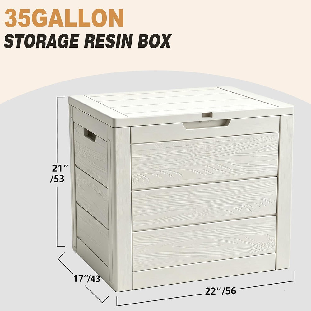 35 Gallon Deck Box, Waterproof Outdoor Storage Box for Patio Storage