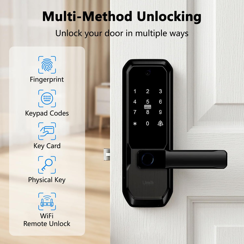 UMIKSMART WiFi Smart Door Lock with Camera, Fingerprint Keypad, App Control
