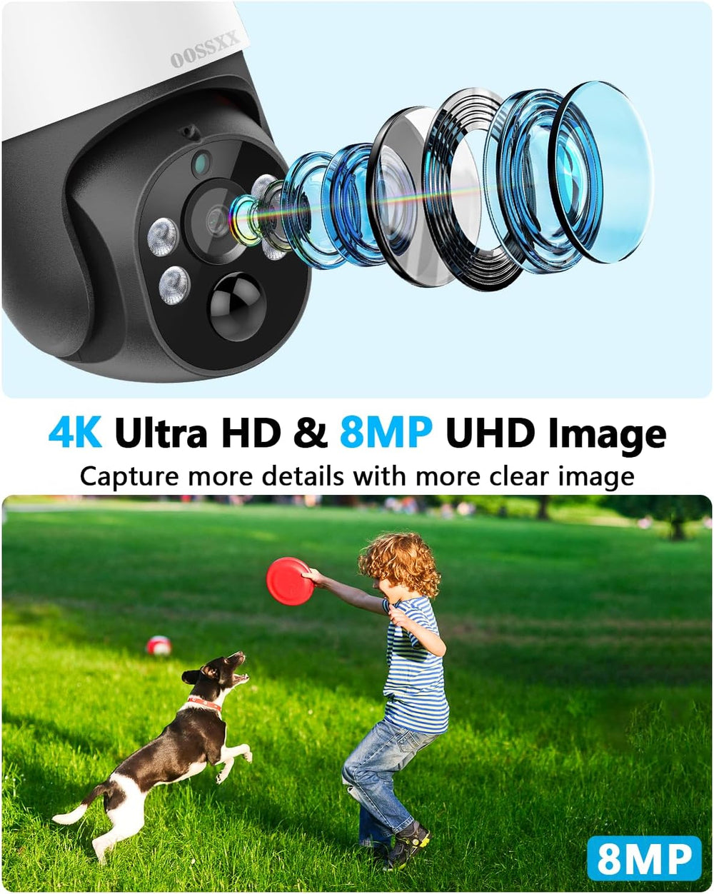 4K POE Wired Home Security Camera System Outdoor, Auto Tracking