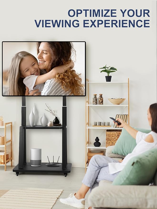Maiproo Rolling TV Stand Mobile TV Cart on Wheels