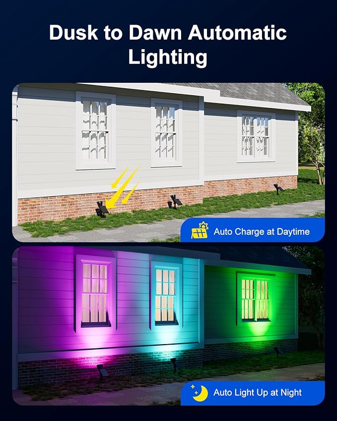 2 Pack Color Changing Solar Spotlights Outdoor