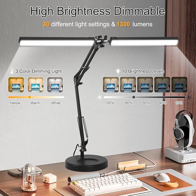 2-in-1 LED Desk Lamp, 24W Brightestwith Table Lamp