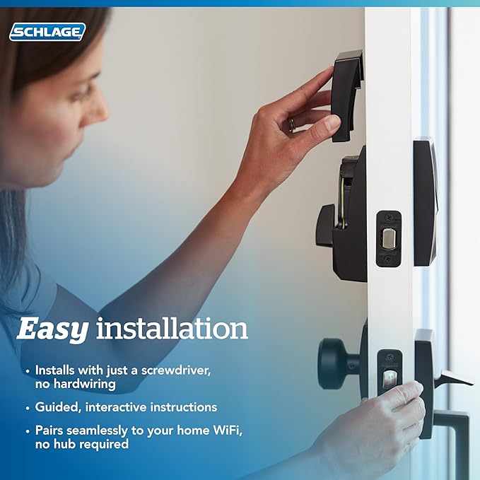Schlage BE499WB CEN 619 Encode Plus WiFi Deadbolt Smart Lock, Keyless Entry