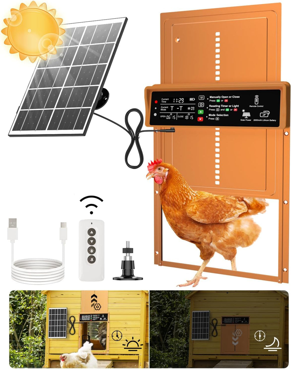 Asfrost Automatic Chicken Coop Door Solar Powered Automatic Chicken Door
