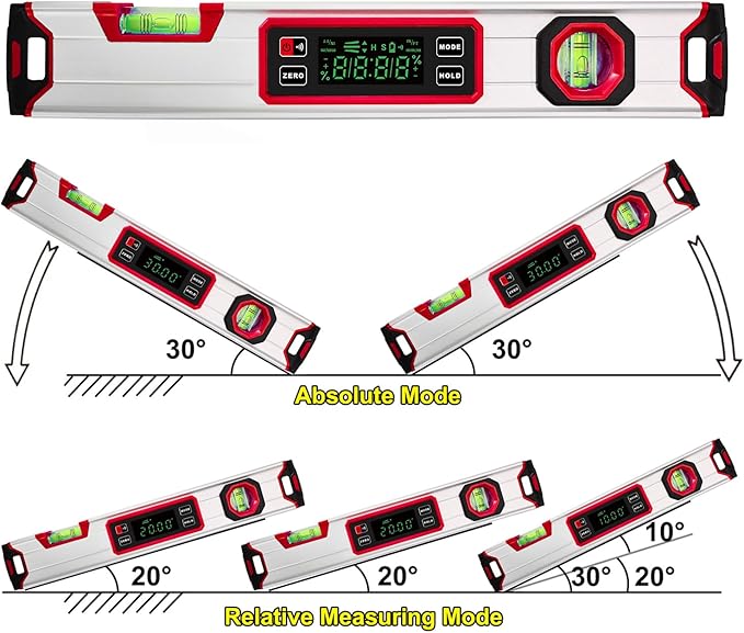 eOUTIL 15.7-Inch Digital Torpedo Level & Angle Finder – IP54 Waterproof