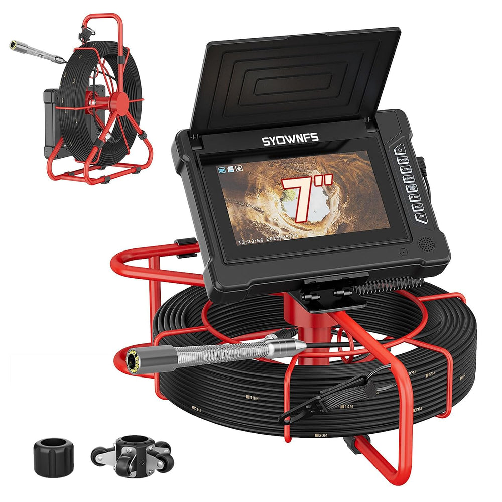 Sewer Camera 100ft/30M 7" Rainproof IPS Screen Pipe Drain Inspection
