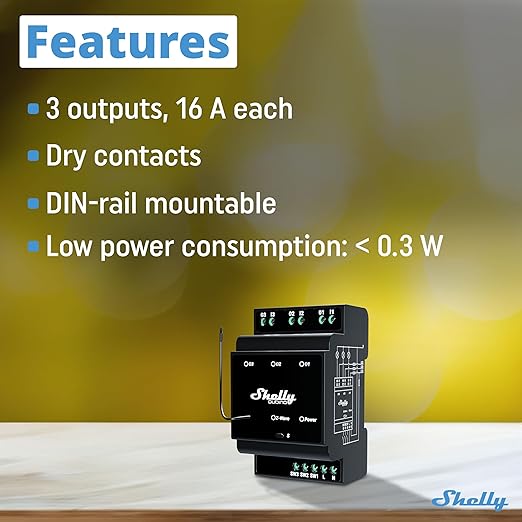 Shelly Wave Pro 3 US LR | Z-Wave Long Range 3-Channel Smart Relay Switch