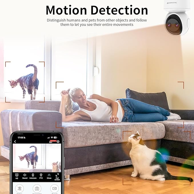 VSTARCAM Indoor Security Camera, 2K HD 360° PTZ Dog Pet Camera