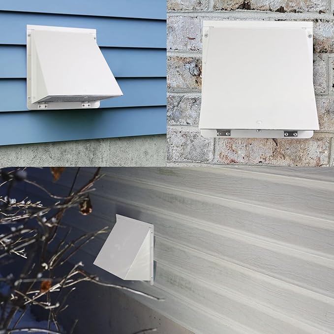 12 Inch Hooded Wall Vent with Screen and Damper, Outdoor Wall Exhaust Cover Cap