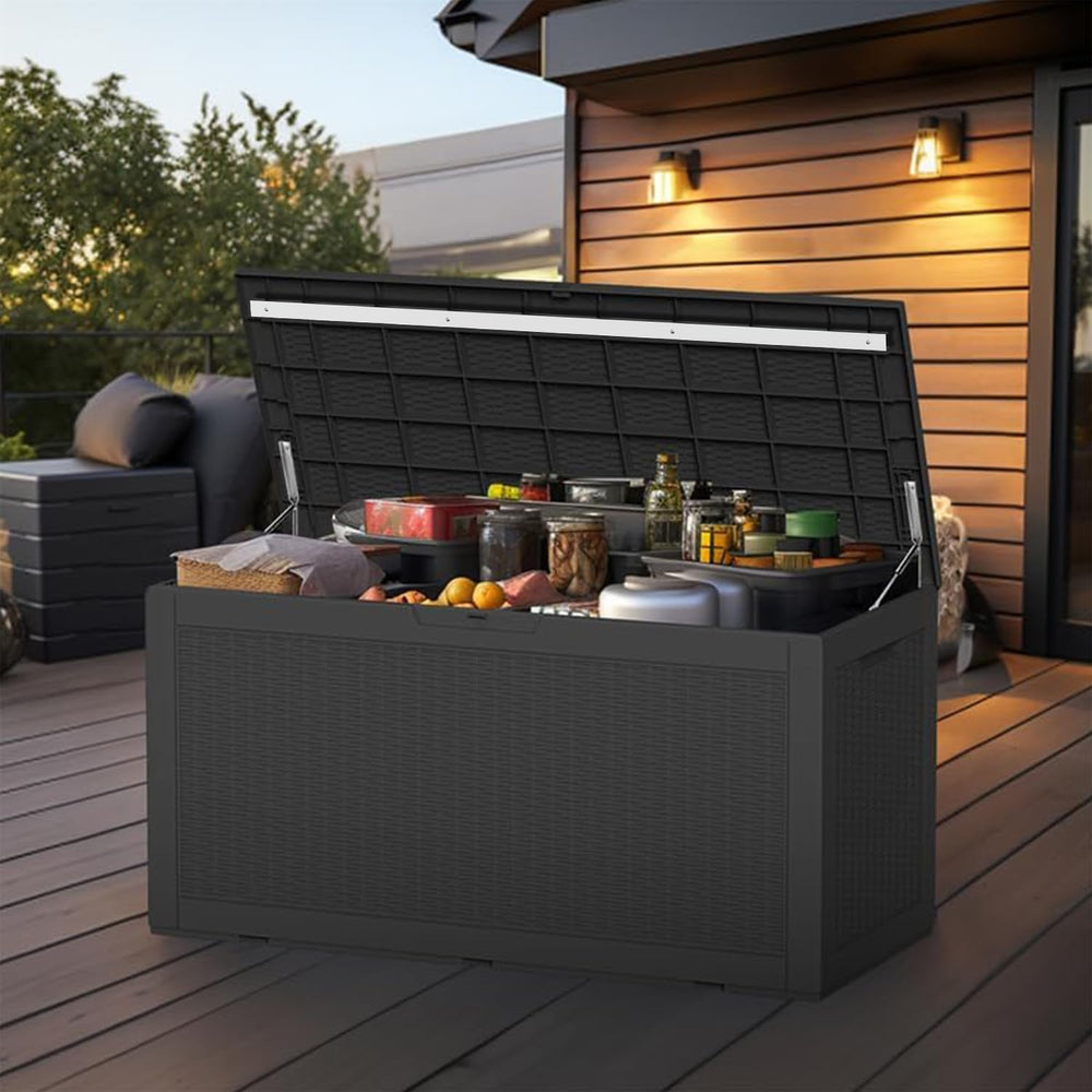 ROJIK Outdoor Storage Housing Deck Box - Waterproof Patio Furniture, Garden T...