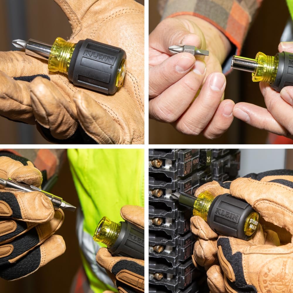 Klein Tools 5-Piece Screwdriver Set and 6-in-1 Stubby Screwdriver/Nut Driver ...