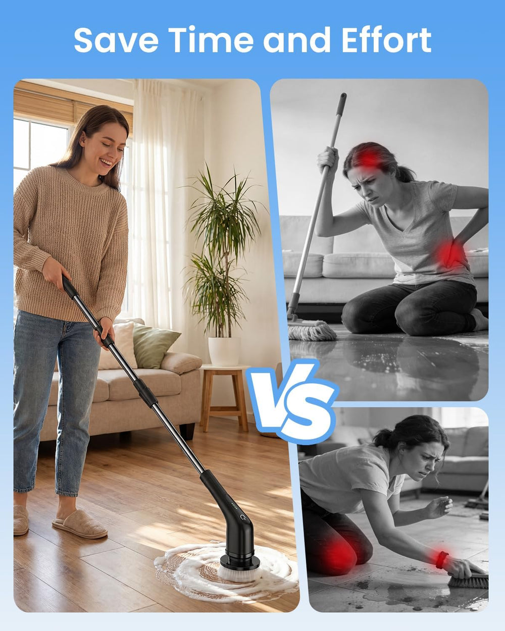 Electric Spin Scrubber, Cordless Cleaning Brush for Bathroom, Home