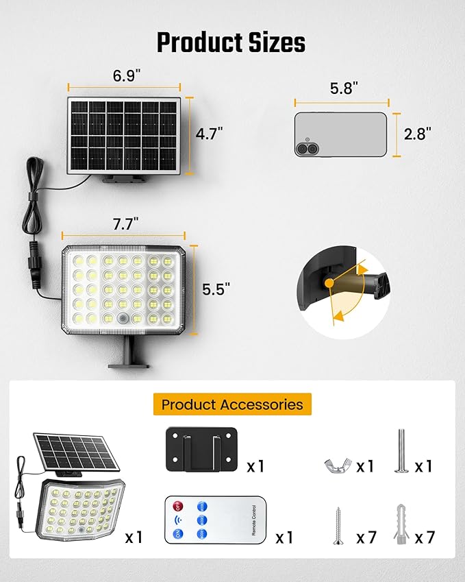 ONLYWIN Solar Lights Outdoor Bright Solar Dusk to Dawn Light (2-Pack)