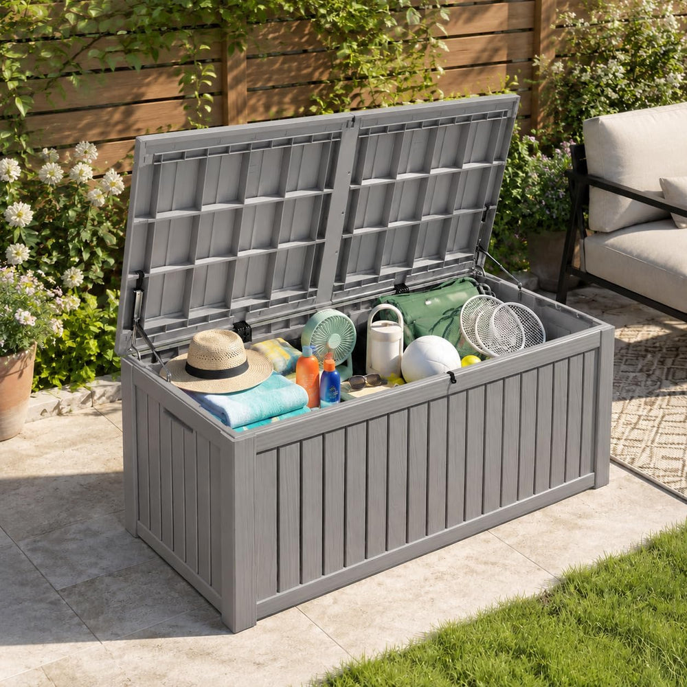 Outdoor Deck Storage Box,Waterproof,Grey,220 Gallon