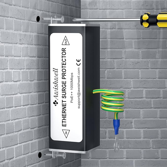 Awishwell Ethernet Surge Protector Gigabit, 5 Pack 20KA PoE++ Network Protect...