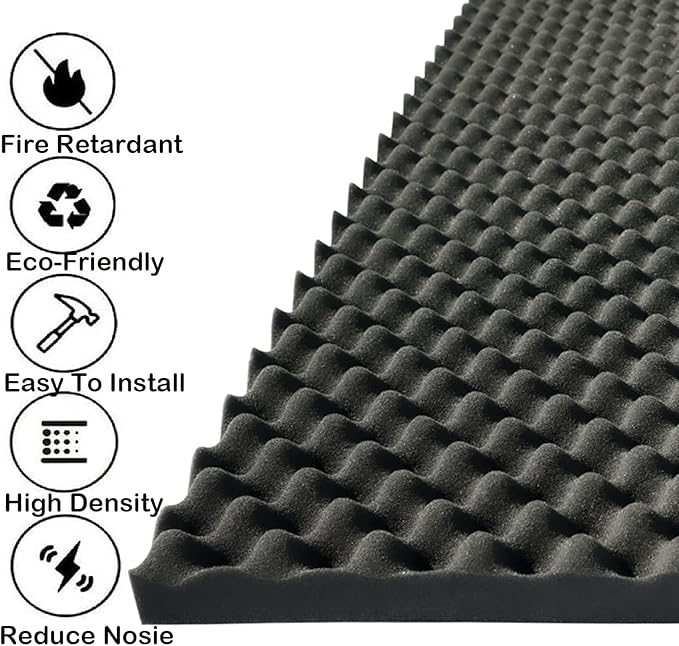 KTOESHEO 2 PCS Acoustic Panels, High Density Fireproof Noise Cancelling Foam