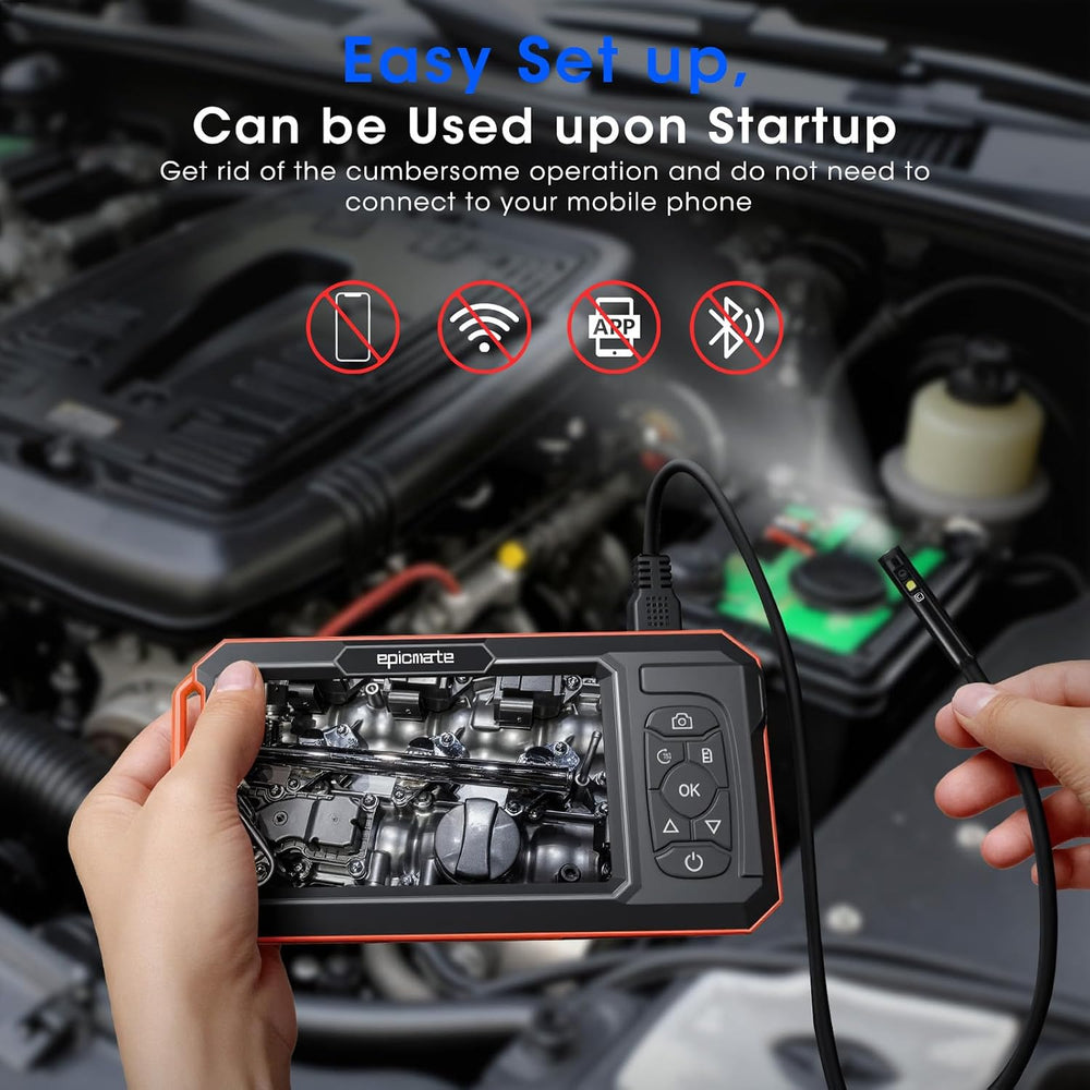 Triple Lens Borescope with 5" IPS Screen, 1920P HD Inspection Camera