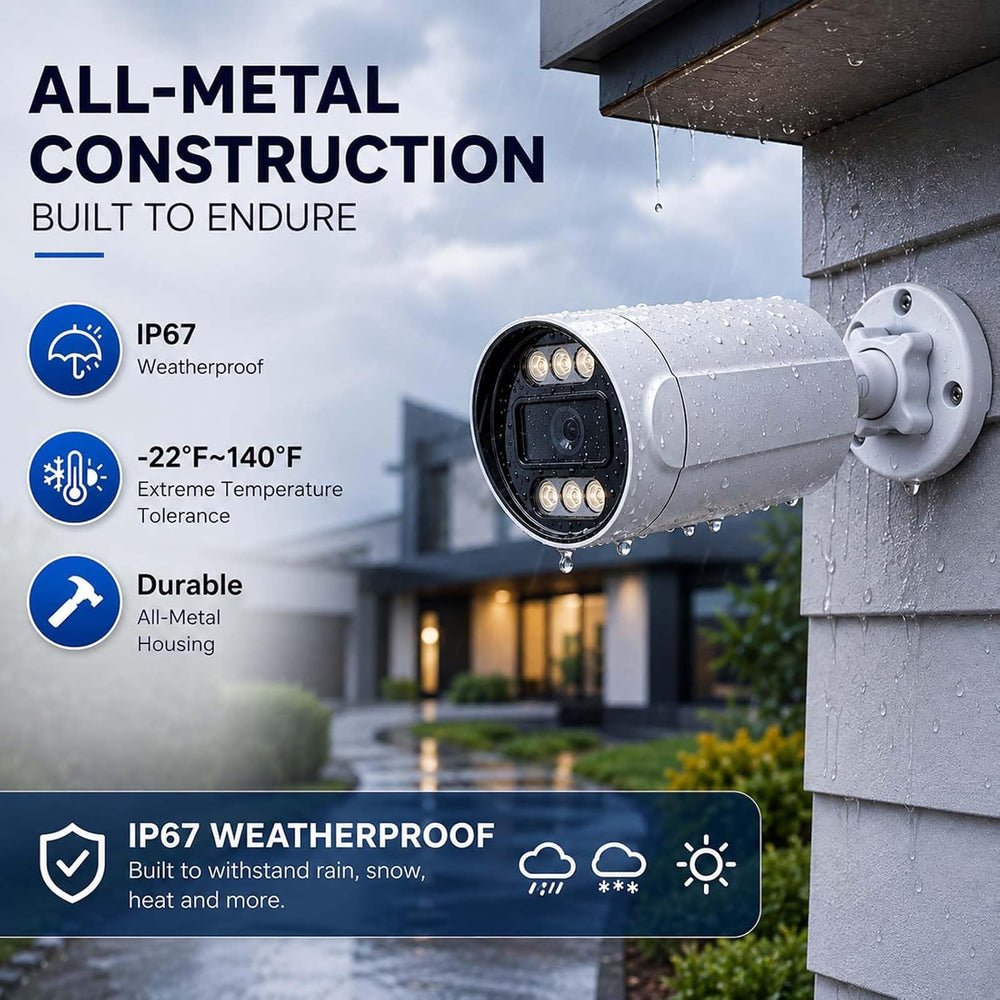 4K 8MP PoE Outdoor Security Camera, 2.8mm 108° Wide Angle