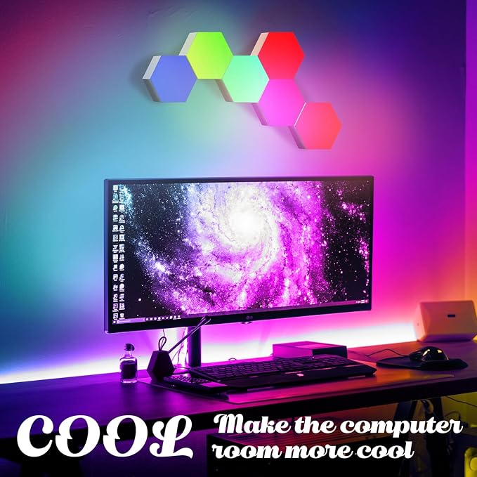 ODISTAR Hexagon Wall Light Panels- Smart APP RGB Hexagonal LED Modular Lights...
