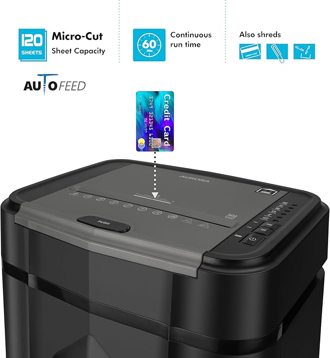 Aurora High Security 120-Sheet Auto Feed Micro-Cut Paper and Credit Card
